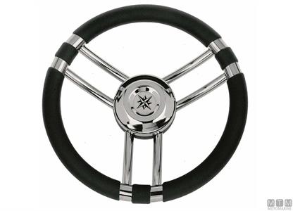 Volante Ray Nero Poliuretano e Acciaio Inox Ø350mm