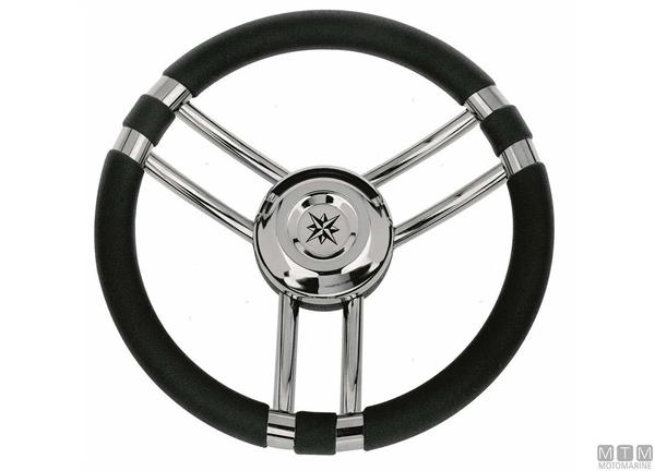 Volante Ray Nero Poliuretano e Acciaio Inox Ø350mm