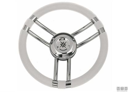 Volante Ray Bianco Poliuretano e Acciaio Inox Ø350mm
