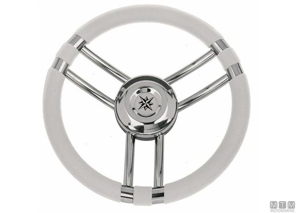 Volante Ray Bianco Poliuretano e Acciaio Inox Ø350mm