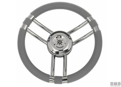 Volante Ray Grigio Poliuretano e Acciaio Inox Ø350mm
