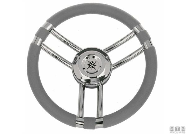 Volante Ray Grigio Poliuretano e Acciaio Inox Ø350mm