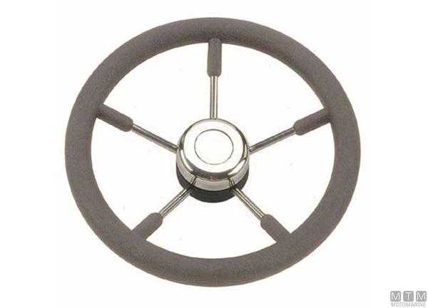 Volante in Acciaio Inox e Poliuretano Grigio Ø350mm