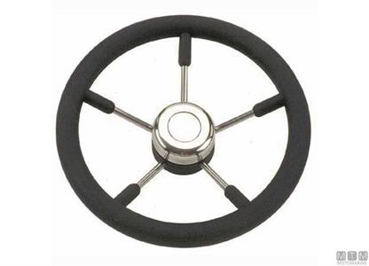 Volante in Acciaio Inox e Poliuretano Nero Ø350mm
