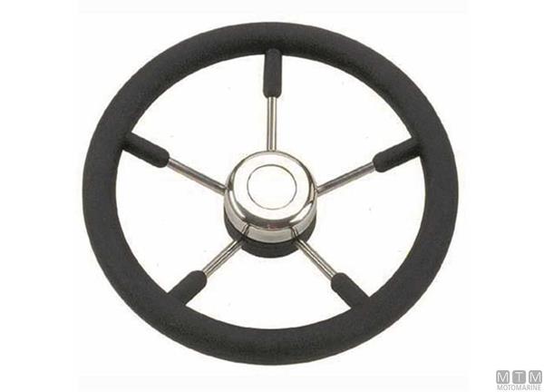 Volante in Acciaio Inox e Poliuretano Nero Ø350mm