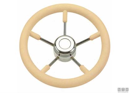 Volante in Acciaio Inox e Poliuretano Crema Ø350mm