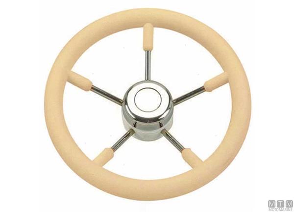 Volante in Acciaio Inox e Poliuretano Crema Ø350mm
