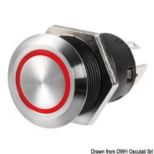 Interruttore FLAT inox ON-OFF 12 V rosso