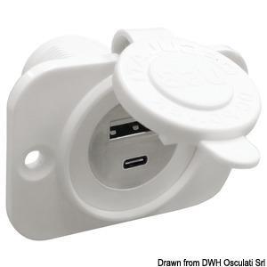 Presa incasso doppia USB Type-A + Type-C bianca