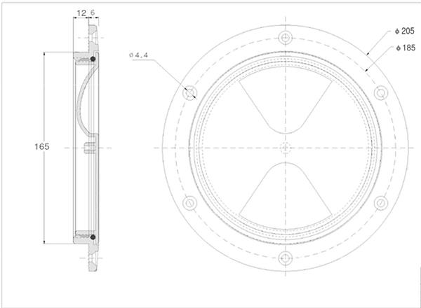 Tappo ispezione bianco 152 mm