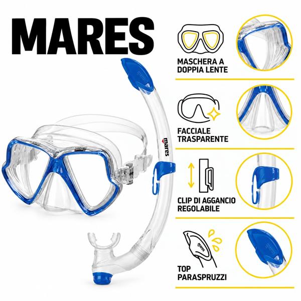 Set maschera e boccaglio Mares PVC bambino taglia unica