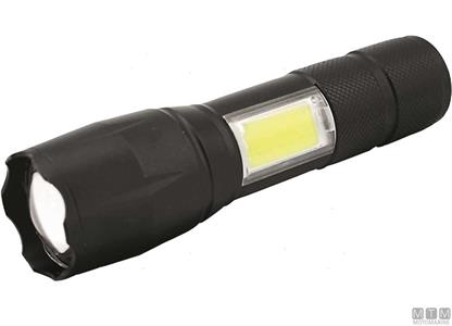 Torcia Led Ricaricabile in Alluminio Nera l13cm