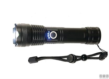 Torcia Led con Focus Zoom in Alluminio Nera l17cm