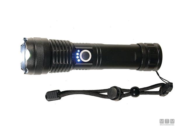 Torcia Led con Focus Zoom in Alluminio Nera l17cm