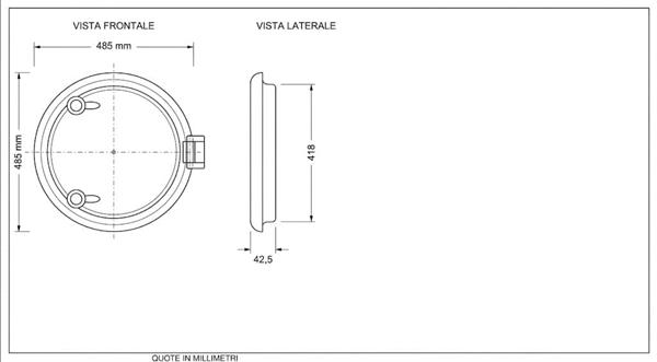 Osteriggio tondo G-type Ø est 484 mm