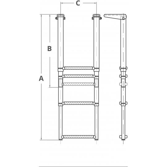 Scaletta telescopica Inox a 4 gradini