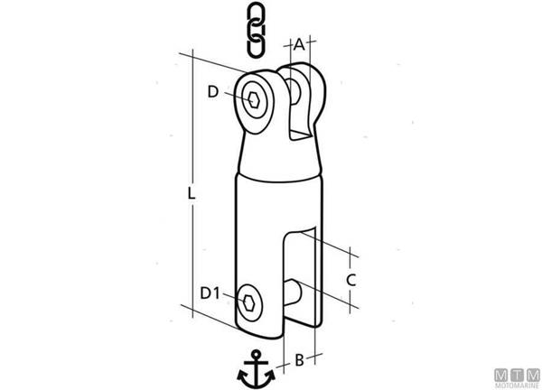 Giunto ancora catena girevole D 6/8MM Inox 316