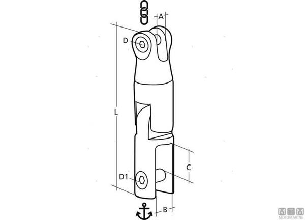 Giunto ancora snodato D 6/8MM Inox 316