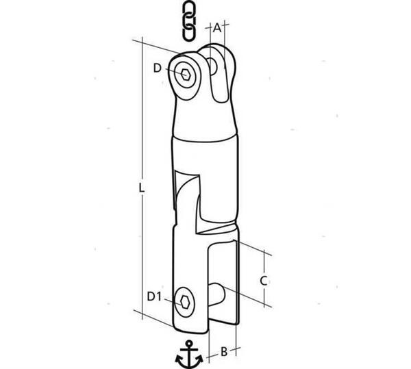 Giunto ancora snodato D 10MM Inox 316
