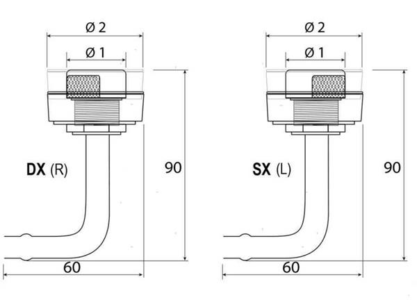 Sfiato curvo 90° a filo D 16MM SX