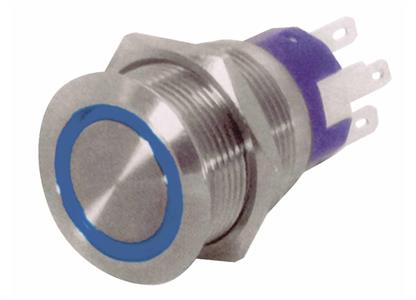 Interruttore a Pulsante Inox On-off Blu 5A 4 Terminali