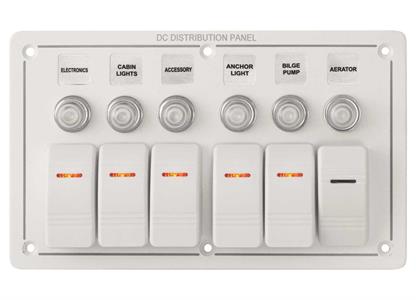 Pannello Alluminio Bianco Con Interrutori Basculanti 6 Posizioni
