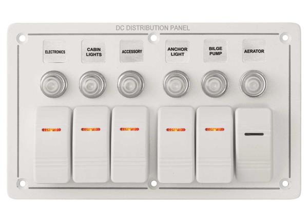 Pannello Alluminio Bianco Con Interrutori Basculanti 6 Posizioni