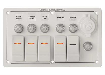 Pannello Alluminio Bianco Con Interrutori Basculanti 5+1 Posizioni