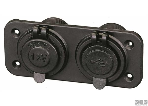 Pannello Socket con Presa 12V e Presa Doppio Usb